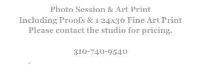 Photo Session & Art Print
Including Proofs & 1 24x30 Fine Art Print
Please contact the studio for pricing.
joannepossephotography@gmail.com
484-437-3163
.joannepossephotography@gmail.com